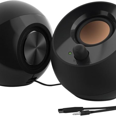 Creative Pebble 2.0 USB-Powered Desktop Speakers with Far-Field Drivers and Passive Radiators for Pcs and Laptops (Black)
