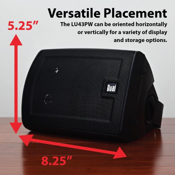 Dual Electronics 4" 3-Way High Performance Outdoor Indoor Speakers with Powerful Bass, Effortless Mounting Swivel Brackets, All Weather Resistance, Sold in Pair, LU43PP - Image 4