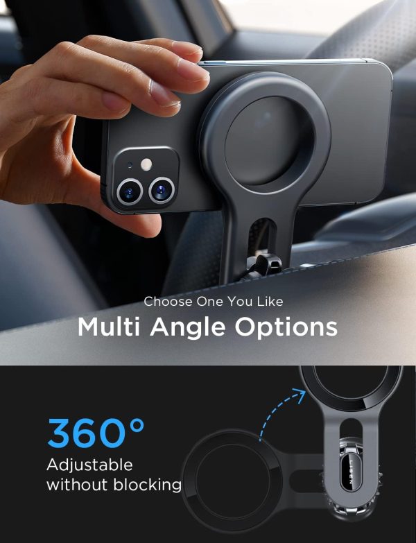 LISEN for iPhone 16 MagSafe Car Mount, [Quick Install] Magnetic Mag Safe Car Phone Holder Vent, Car Accessories Valentines Gifts for Him Her iPhone 16 Pro Max 15 14 13 12 Plus Mini Men Women, Black - Image 6