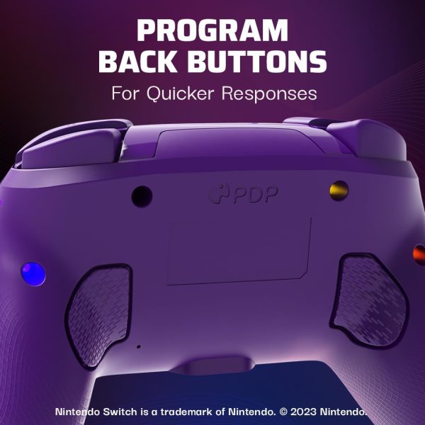 PDP Afterglow Wave Wireless Pro Controller with Full Motion for Nintendo Switch, Nintendo Switch - OLED Model, 8 RGB LED Lighting Zones, 30 Foot Range, 20 Hour Rechargeable Battery: Purple - Image 3