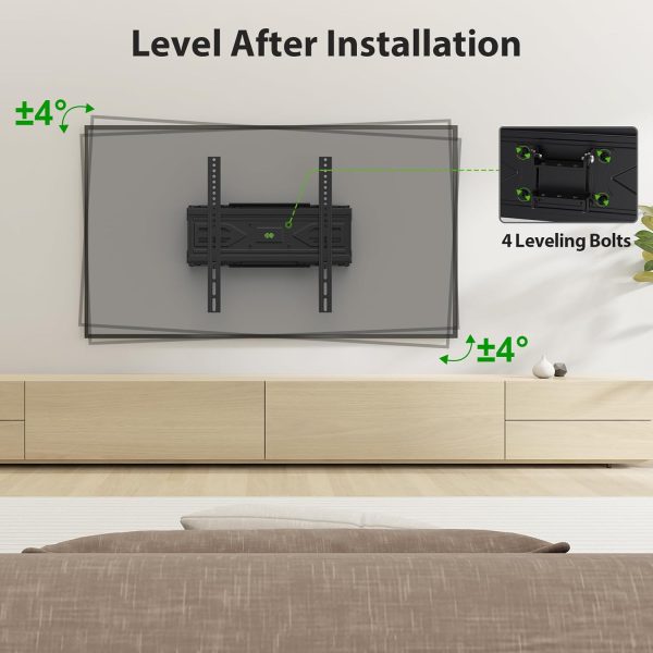 USX MOUNT Full Motion TV Wall Mount for Most 32-70 inch TVs up to 99 lbs, Wall Mount TV Bracket with Dual Articulating Arms, Swivel, Tilt, Max VESA 400x400mm, TV Mount Fits 12”/16” Wood Studs - Image 4