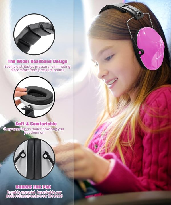 Noise Canceling Headphones - 25dB NRR Kids Ear Protection Earmuffs for School, Monster Jam, Fireworks, Travel, Air Show, Concert, Autism - Pink - Image 3