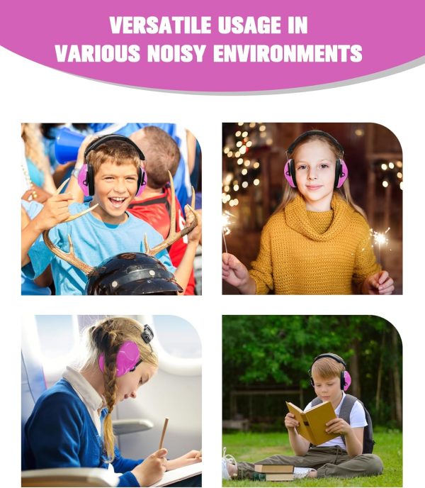Noise Canceling Headphones - 25dB NRR Kids Ear Protection Earmuffs for School, Monster Jam, Fireworks, Travel, Air Show, Concert, Autism - Pink - Image 5